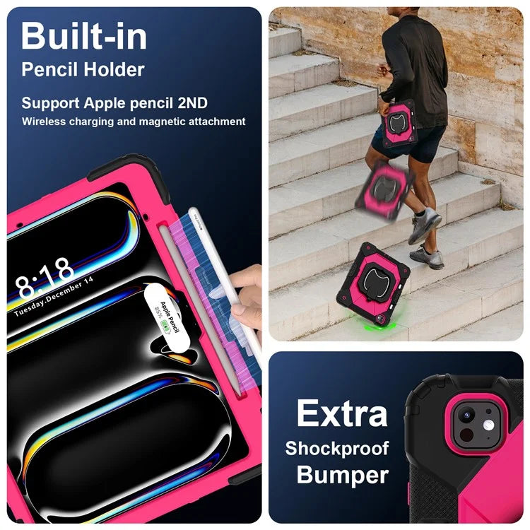 For iPad Pro 13 (2024) Kickstand Case Silicone+PC Tablet Cover