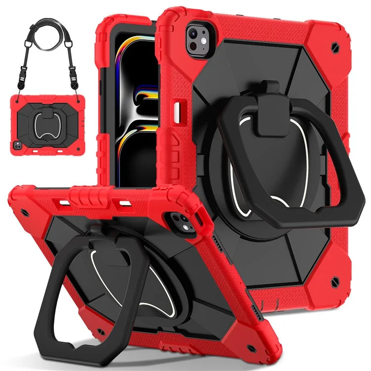 For iPad Pro 13 (2024) Kickstand Case Silicone+PC Tablet Cover