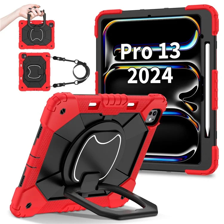 For iPad Pro 13 (2024) Kickstand Case Silicone+PC Tablet Cover