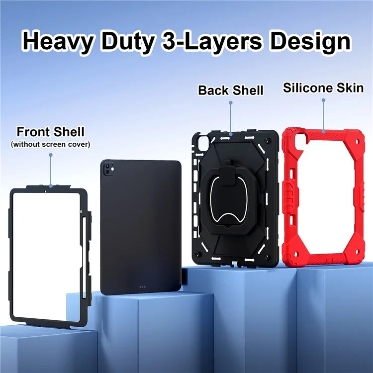 For iPad Pro 13 (2024) Kickstand Case Silicone+PC Tablet Cover