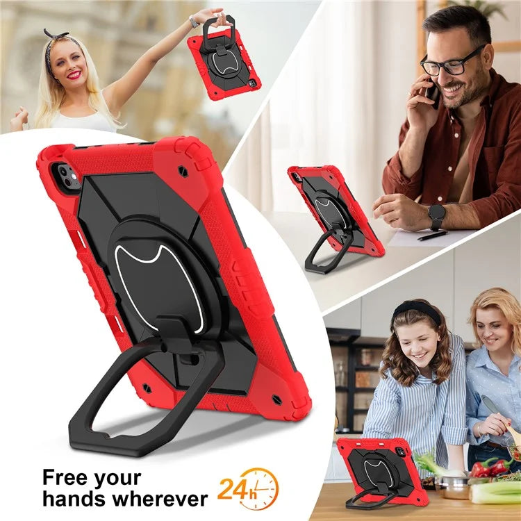 For iPad Pro 13 (2024) Kickstand Case Silicone+PC Tablet Cover