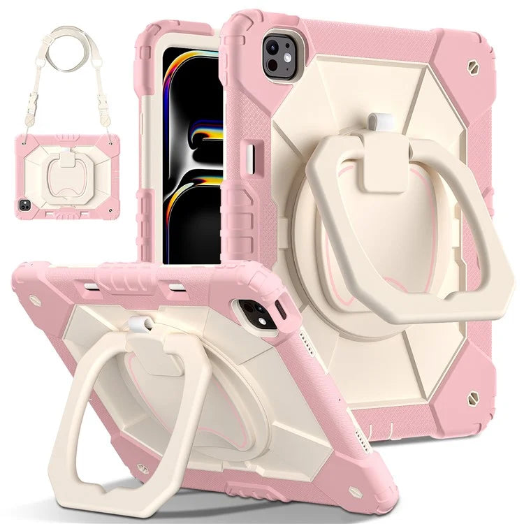 For iPad Pro 13 (2024) Kickstand Case Silicone+PC Tablet Cover