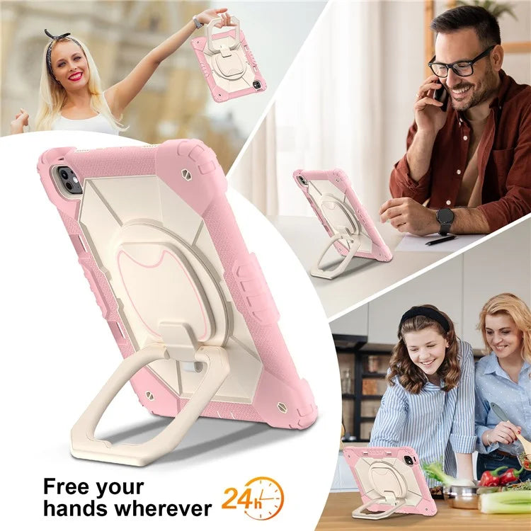 For iPad Pro 13 (2024) Kickstand Case Silicone+PC Tablet Cover