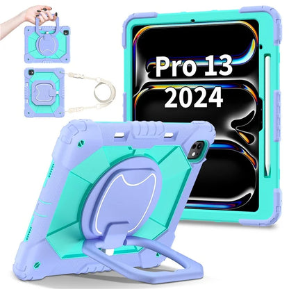 For iPad Pro 13 (2024) Kickstand Case Silicone+PC Tablet Cover