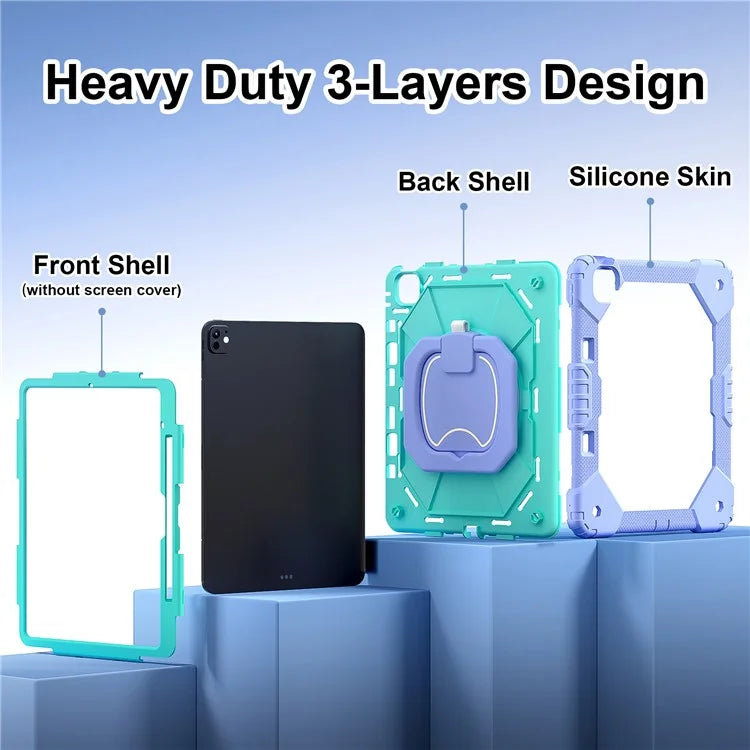 For iPad Pro 13 (2024) Kickstand Case Silicone+PC Tablet Cover