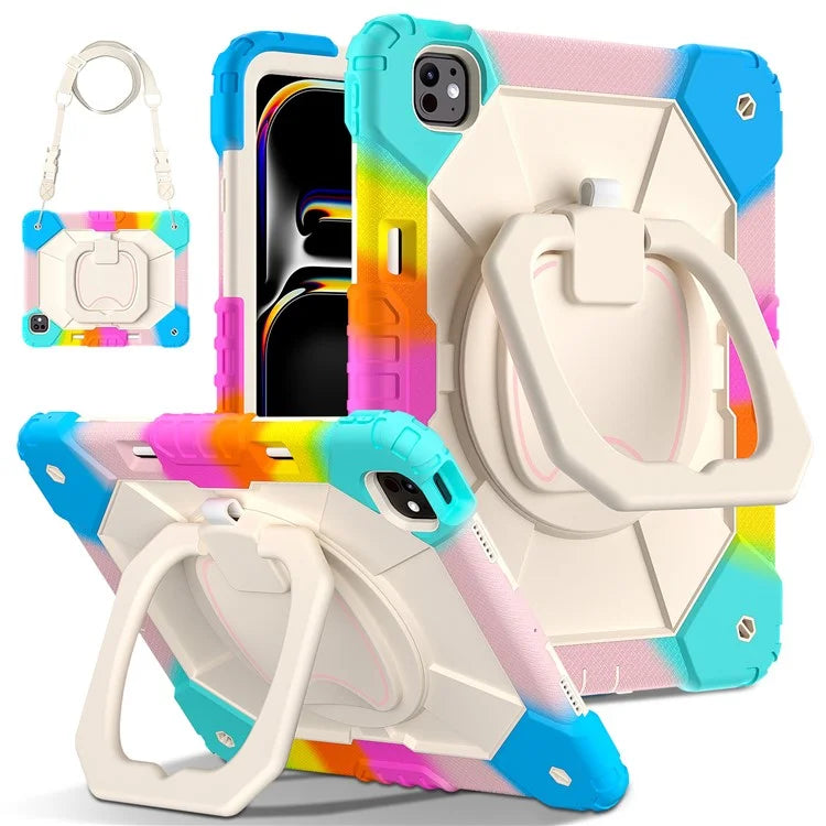 For iPad Pro 13 (2024) Kickstand Case Silicone+PC Tablet Cover
