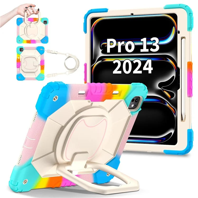 For iPad Pro 13 (2024) Kickstand Case Silicone+PC Tablet Cover