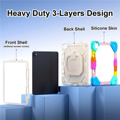 For iPad Pro 13 (2024) Kickstand Case Silicone+PC Tablet Cover