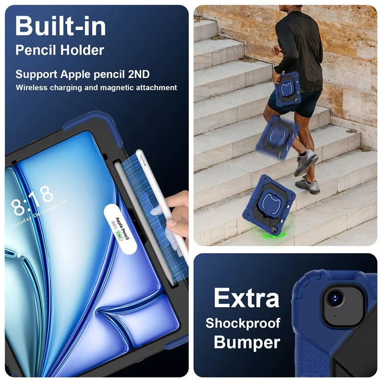 For iPad Air 13 (2024) Kickstand Case Silicone+PC Tablet Cover