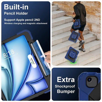 For iPad Air 13 (2024) Kickstand Case Silicone+PC Tablet Cover