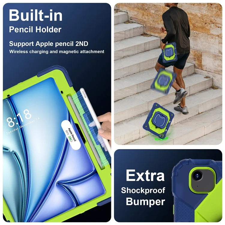 For iPad Air 13 (2024) Kickstand Case Silicone+PC Tablet Cover