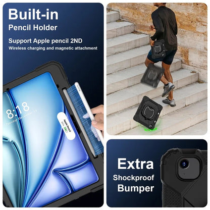 For iPad Air 13 (2024) Kickstand Case Silicone+PC Tablet Cover