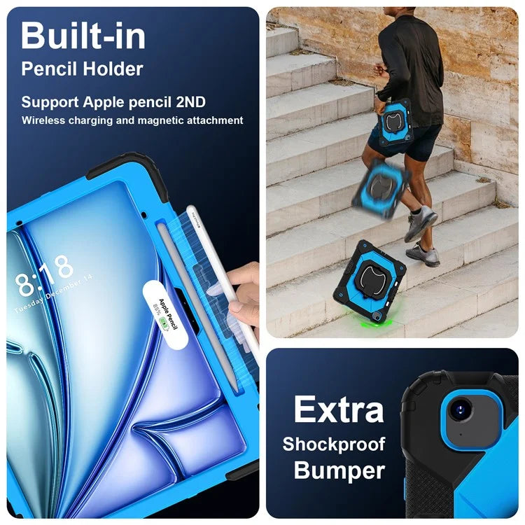 For iPad Air 13 (2024) Kickstand Case Silicone+PC Tablet Cover