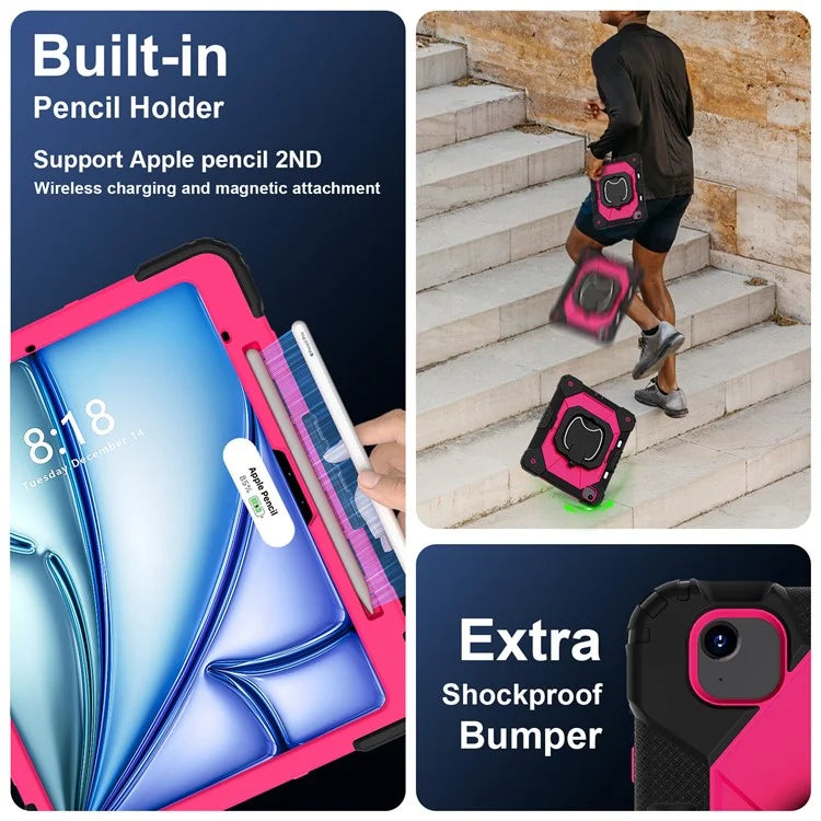 For iPad Air 13 (2024) Kickstand Case Silicone+PC Tablet Cover