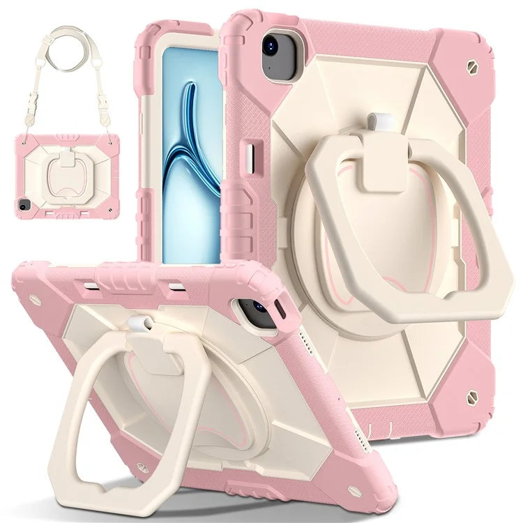 For iPad Air 13 (2024) Kickstand Case Silicone+PC Tablet Cover