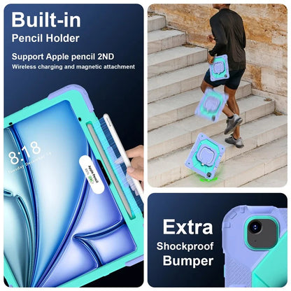 For iPad Air 13 (2024) Kickstand Case Silicone+PC Tablet Cover
