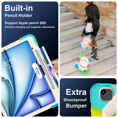 For iPad Air 13 (2024) Kickstand Case Silicone+PC Tablet Cover