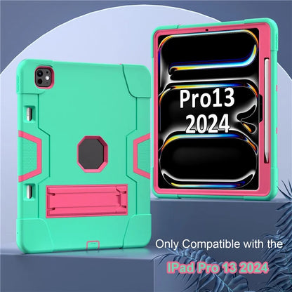 For iPad Pro 13 (2024) Case Robot Style Silicone + PC Tablet Cover with Kickstand