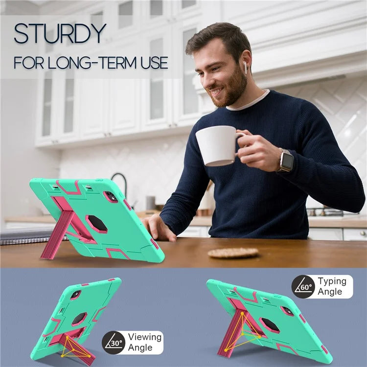 For iPad Pro 13 (2024) Case Robot Style Silicone + PC Tablet Cover with Kickstand