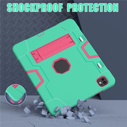 For iPad Pro 13 (2024) Case Robot Style Silicone + PC Tablet Cover with Kickstand