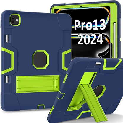 For iPad Pro 13 (2024) Case Robot Style Silicone + PC Tablet Cover with Kickstand