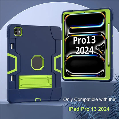 For iPad Pro 13 (2024) Case Robot Style Silicone + PC Tablet Cover with Kickstand