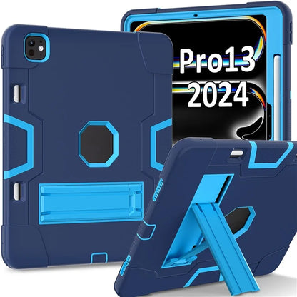 For iPad Pro 13 (2024) Case Robot Style Silicone + PC Tablet Cover with Kickstand
