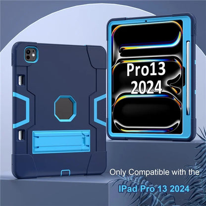 For iPad Pro 13 (2024) Case Robot Style Silicone + PC Tablet Cover with Kickstand