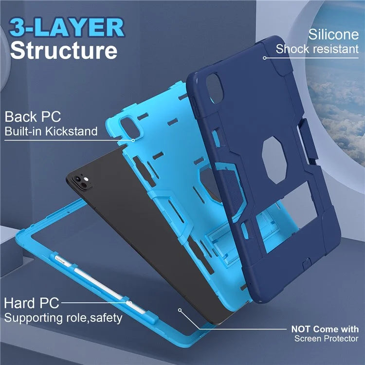 For iPad Pro 13 (2024) Case Robot Style Silicone + PC Tablet Cover with Kickstand