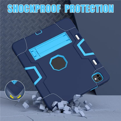For iPad Pro 13 (2024) Case Robot Style Silicone + PC Tablet Cover with Kickstand