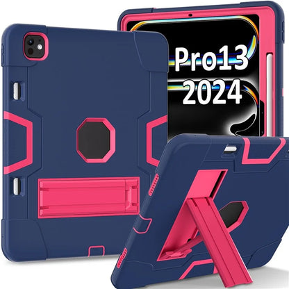 For iPad Pro 13 (2024) Case Robot Style Silicone + PC Tablet Cover with Kickstand