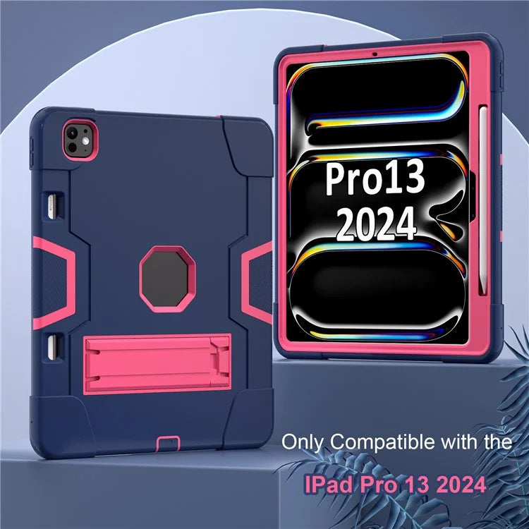 For iPad Pro 13 (2024) Case Robot Style Silicone + PC Tablet Cover with Kickstand