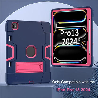 For iPad Pro 13 (2024) Case Robot Style Silicone + PC Tablet Cover with Kickstand