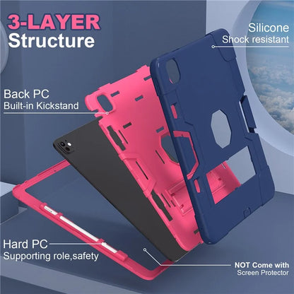 For iPad Pro 13 (2024) Case Robot Style Silicone + PC Tablet Cover with Kickstand