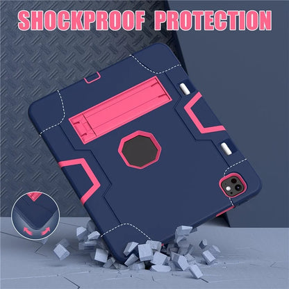 For iPad Pro 13 (2024) Case Robot Style Silicone + PC Tablet Cover with Kickstand