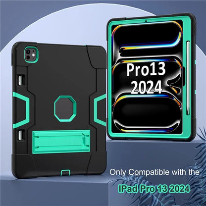 For iPad Pro 13 (2024) Case Robot Style Silicone + PC Tablet Cover with Kickstand