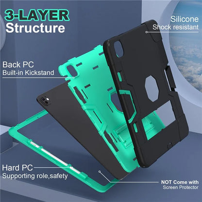 For iPad Pro 13 (2024) Case Robot Style Silicone + PC Tablet Cover with Kickstand