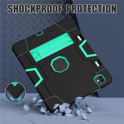For iPad Pro 13 (2024) Case Robot Style Silicone + PC Tablet Cover with Kickstand