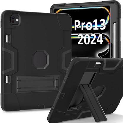 For iPad Pro 13 (2024) Case Robot Style Silicone + PC Tablet Cover with Kickstand