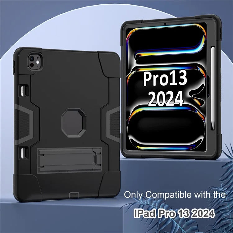 For iPad Pro 13 (2024) Case Robot Style Silicone + PC Tablet Cover with Kickstand