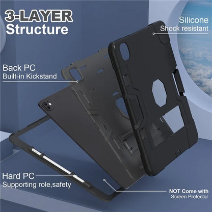 For iPad Pro 13 (2024) Case Robot Style Silicone + PC Tablet Cover with Kickstand