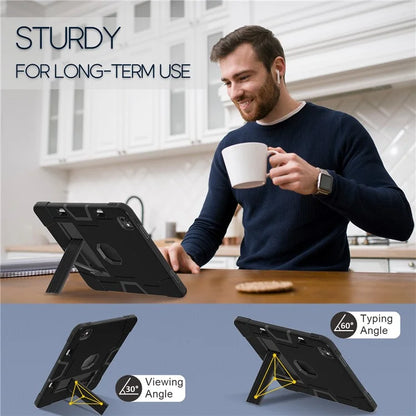 For iPad Pro 13 (2024) Case Robot Style Silicone + PC Tablet Cover with Kickstand