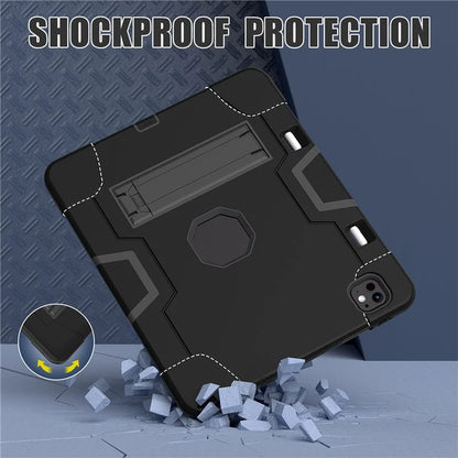 For iPad Pro 13 (2024) Case Robot Style Silicone + PC Tablet Cover with Kickstand