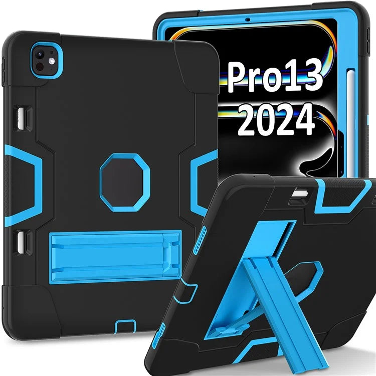 For iPad Pro 13 (2024) Case Robot Style Silicone + PC Tablet Cover with Kickstand
