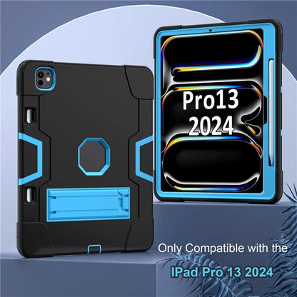 For iPad Pro 13 (2024) Case Robot Style Silicone + PC Tablet Cover with Kickstand