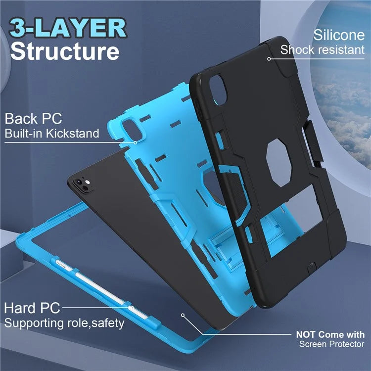 For iPad Pro 13 (2024) Case Robot Style Silicone + PC Tablet Cover with Kickstand