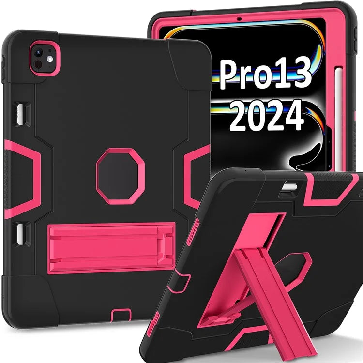 For iPad Pro 13 (2024) Case Robot Style Silicone + PC Tablet Cover with Kickstand
