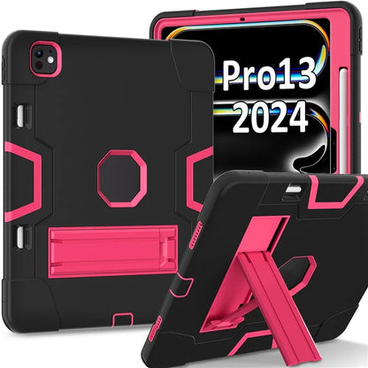 For iPad Pro 13 (2024) Case Robot Style Silicone + PC Tablet Cover with Kickstand