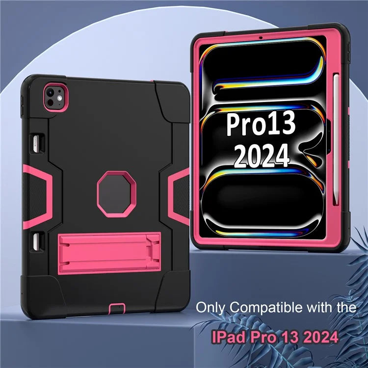 For iPad Pro 13 (2024) Case Robot Style Silicone + PC Tablet Cover with Kickstand