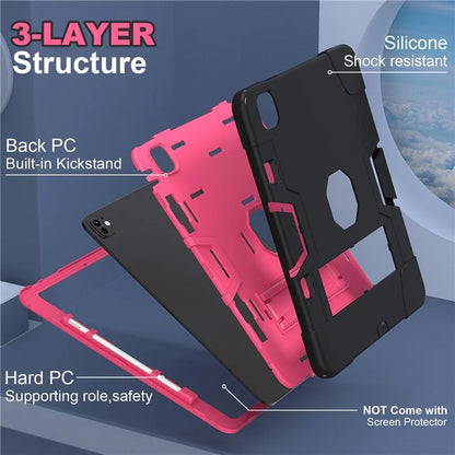 For iPad Pro 13 (2024) Case Robot Style Silicone + PC Tablet Cover with Kickstand